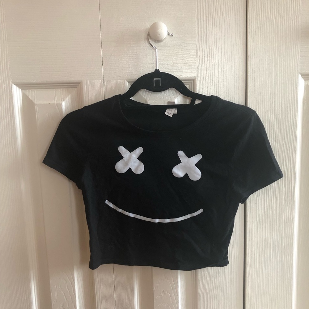 Black Marshmello Logo Crop Top